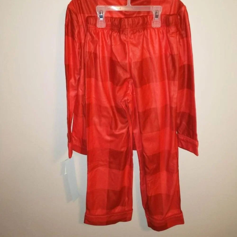 Target boy girl unisex 2 piece pajama set red checkered plaid 6T k-